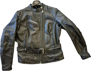 Harley-Davidson Motorradjacke schwarz Leder Damen großer Bund mit Gürtel - Bild 1 von 20