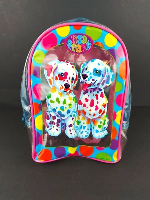"Mini mochila bolsa ajustable vintage Lisa Frank de vinilo transparente manchada y moteada 10""" Foto 1 de 4