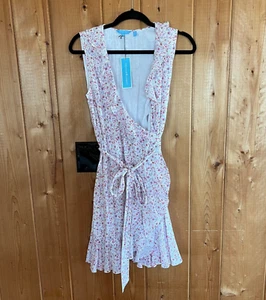 Draper James Dress Size 2 Floral Ruffle Wrap Sleeveless Pink Blue Green NEW $125 - Picture 1 of 6