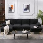 3 Piece Large Sectional Sofa Set 2 Chaise Chenille Nordic U-Shaped Couch