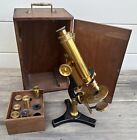 Antique Jas. W. Queen & Co. Philadelphia Brass Microscope & Box