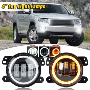 For JEEP GRAND CHEROKEE 2011-2013 Pair 4" inch Round LED Bumper Fog Lights DRL - Picture 1 of 18