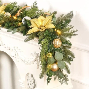 9FT Prelit Christmas Garland with Lights,Multi-Color Lights Battery Operated ... - Picture 1 of 6