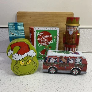 5 Empty Festive Christmas Biscuit Tins - Picture 1 of 2