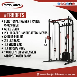 Dynamic Functional Trainer Weight Stack Cable Cross Over Inc 60 Kg Chin Ups - Picture 1 of 8