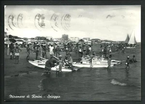 Miramare di Rimini ( Rimini ) : Spiaggia - cartolina viaggiata nel 1957 - Picture 1 of 1