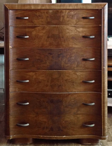 KENT COFFEY - THE LAMBETH Art Deco Walnut Waterfall Dresser Cover