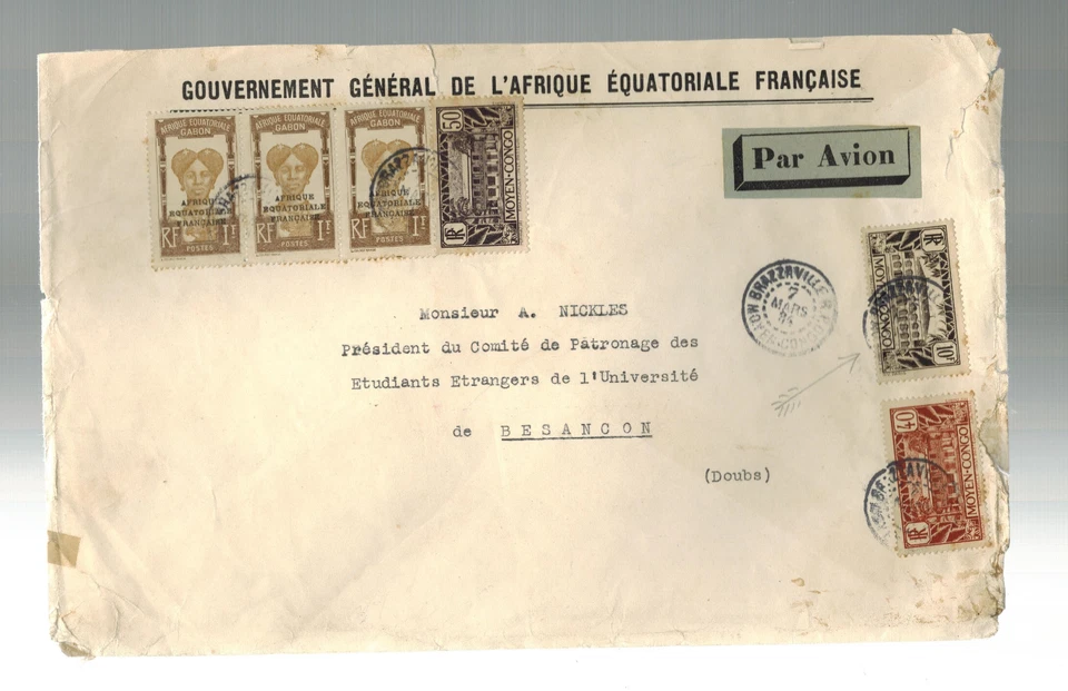 1934 Brazzaville AOF Middle Congo Big Cover to Douba Scarce Franking GG  - Image 1 of 1