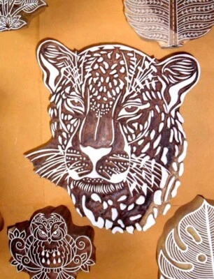 Beautiful hand carved Wood Block Stamp Printing Hand Carved Indian Wood Textile - Image 1 of 3