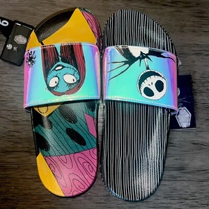 The Nightmare Before Christmas Disney Women’s Sandals Jack And Sally Slides NEW - Picture 1 of 4