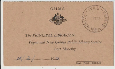 PAPUA NEW GUINEA - " WAU " 1955 OHMS CARD - Image 1 of 2
