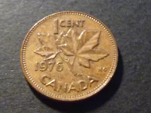 ERROR: Canada 1976 1c struck on Barbados bronze planchet, 3.11 grams - Picture 1 of 3