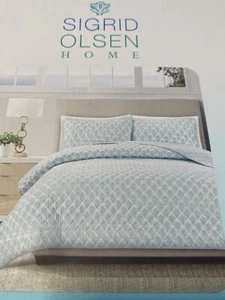 NEW Sigrid Olsen King Quilt And Shams Set Turquoise And White Coastal Fresh NWT