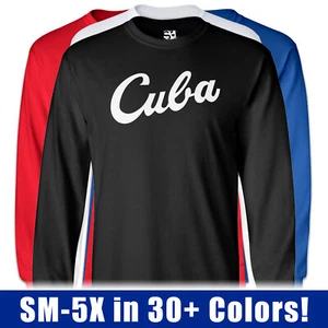 Cuba Baseball Script LONG SLEEVE T-Shirt | Boxing Sports Deportes Mens Tee Shirt - Picture 1 of 32