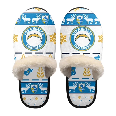 Los Angeles Chargers Christmas Plush Slippers Warm Soft Non-Slip House Slippers Cover
