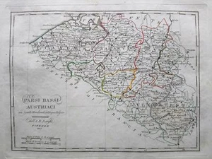 1819 Borghi Mappa Paesi Bassi Austriaci Regno Belgico Belgium Luxembourg Anversa - Picture 1 of 2