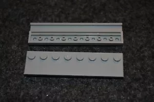 (2) 1x8 Light Gray Plate w/ Wide Door Slide Rail Bricks ~ Lego NEW Train - Picture 1 of 1