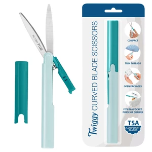 Plus Pen Style Non Stick Compact TSA Twiggy Scissors with Cover Turquoise - Picture 1 of 1