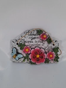 Butterfly Flower Garden Plaque Stone With Hanging Rope Home Decor Front Door - Picture 1 of 1