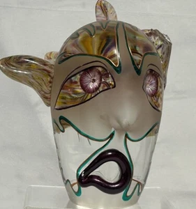 KURT AND LYNDA CARLSON ART GLASS FACE HEAD SCULPTURE SIGNED 1995 - Picture 1 of 8
