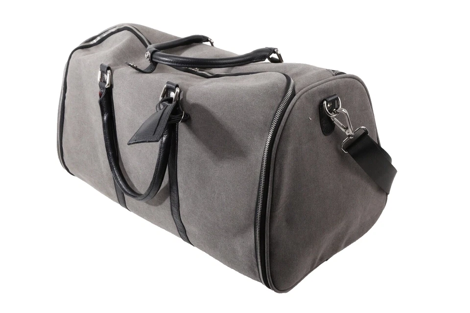 Charcoal Gray Mens Gentleman Canvas Weekender Garment Travel Bag - Image 1 of 4