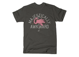 NWOT SnorgTees Majestically Awkward Flamingo T-Shirt in Smoke Gray • Small - Picture 1 of 6