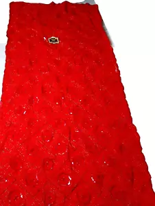 Madame Clásico Georges Mujer India Boda Dupatta Rojo Lentejuelas Cuentas Tela - Imagen 1 de 8