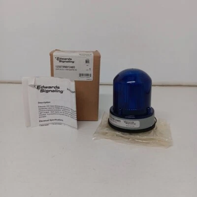 Edwards Signaling 125STRNB1248D Blue Strobe 12-48VDC NEMA Type 4x, Grey Base NIB