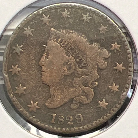 1829 LL CORONET HEAD LARGE CENT GRADES VERY GOOD DETAIL..ACTUAL COIN #C12862 Cover