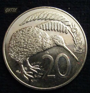 NUEVA ZELANDA, 20 CENTAVOS 1989, PÁJARO KIWI, SIN CIRCULAR. - Imagen 1 de 2