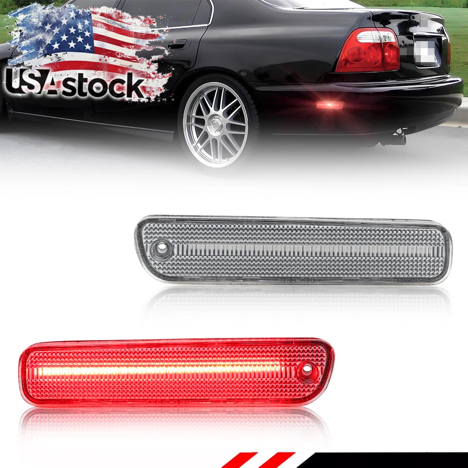 2X Clear Red LED Rear Side Marker Lights For 94-97 Honda Accord & 92-96 Prelude - Image 1 of 4