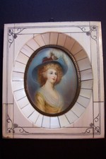 Antique Miniature Hand Painted Portrait Signed Perin