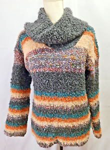 Moth Anthropologie Murray Striped Cowl Neck Sweater Wool Mohair Gray Size XS