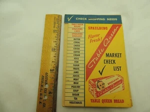 Vintage Spaulding Table Queen Bread Advertising Shopping Check list note pad  - Picture 1 of 3