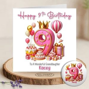 Girls 9th Birthday Card Personalised Daughter Granddaughter Niece Sister Friend - Picture 1 of 15