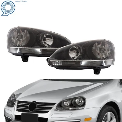 Fit For VW Rabbit 2006-09&Jetta 2005-2010 Halogen Pair Headlights Assembly - Image 1 of 4