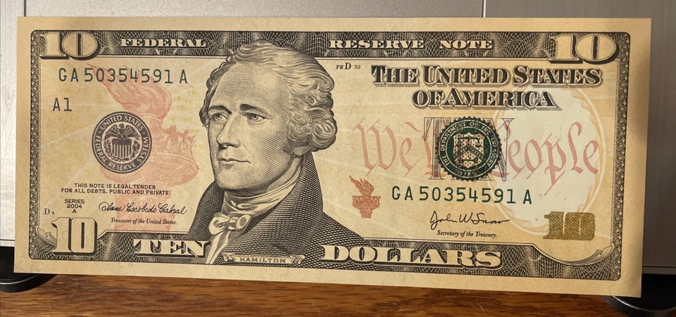 2004 uncicularted US $10 bill (Boston Federal Reserve) - Image 1 of 4