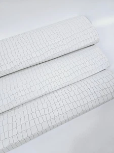 White Crocodile Alligator Leather Embossed Texture Amazing Relief LFC CROCK1 - Picture 1 of 3