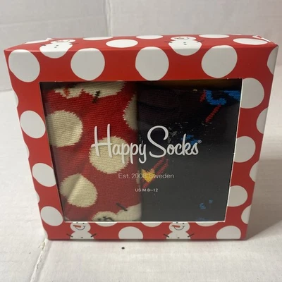 HAPPY SOCKS Holiday Crew Sock Snowmen Gift Set Box 2 Pair Unisex $26 NIB - Image 1 of 4