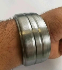 Heavy Wide Steel Sarbloh Pure Iron Steel Sikh Baba Deep Singh Kara Style Kada - Picture 1 of 8