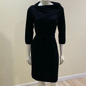 The Limited Dress Size S Black Wool Blend Belted Asymmetric Neckline NWT - Picture 1 of 12