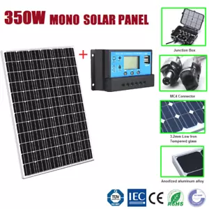 350W 12V MONO SOLAR PANEL HOME OFF GIRD CARAVAN BATTERY POWER CHARGING+REGULATOR - Picture 1 of 2