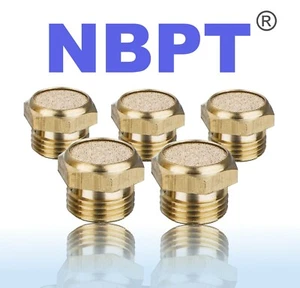 3/8" Thread Flat Head Pneumatic Muffler Sintered Brass Breather 5 pcs - Picture 1 of 5