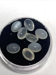 Lot Of 8 Pieces Cats Eye White Moonstone 7/5mm Sri Lanka #81 - Picture 1 of 6