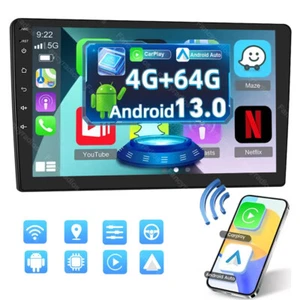 9" 2 Din 4G+64G Android 13.0 CarPlay Car Stereo Radio Touch Screen GPS WIFI BT - Picture 1 of 10