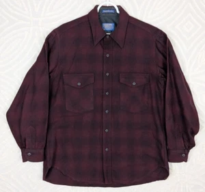 Pendleton Men's Sz L Vtg Plaid Wool Rare Outdoors Man Board Shirt 60s USA Flap - Picture 1 of 12