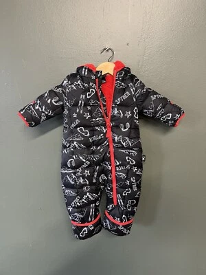 Spyder Youth 婴儿黑色全拉链保暖绒面衬里连帽夹克,尺寸 3-6 个月 — 第 1/3 张图片