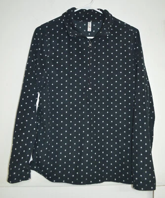 Exertek Fleece Jacket Womens M Black White PolkaDot 1/2 Zip Lightweight Pullover - Image 1 of 4