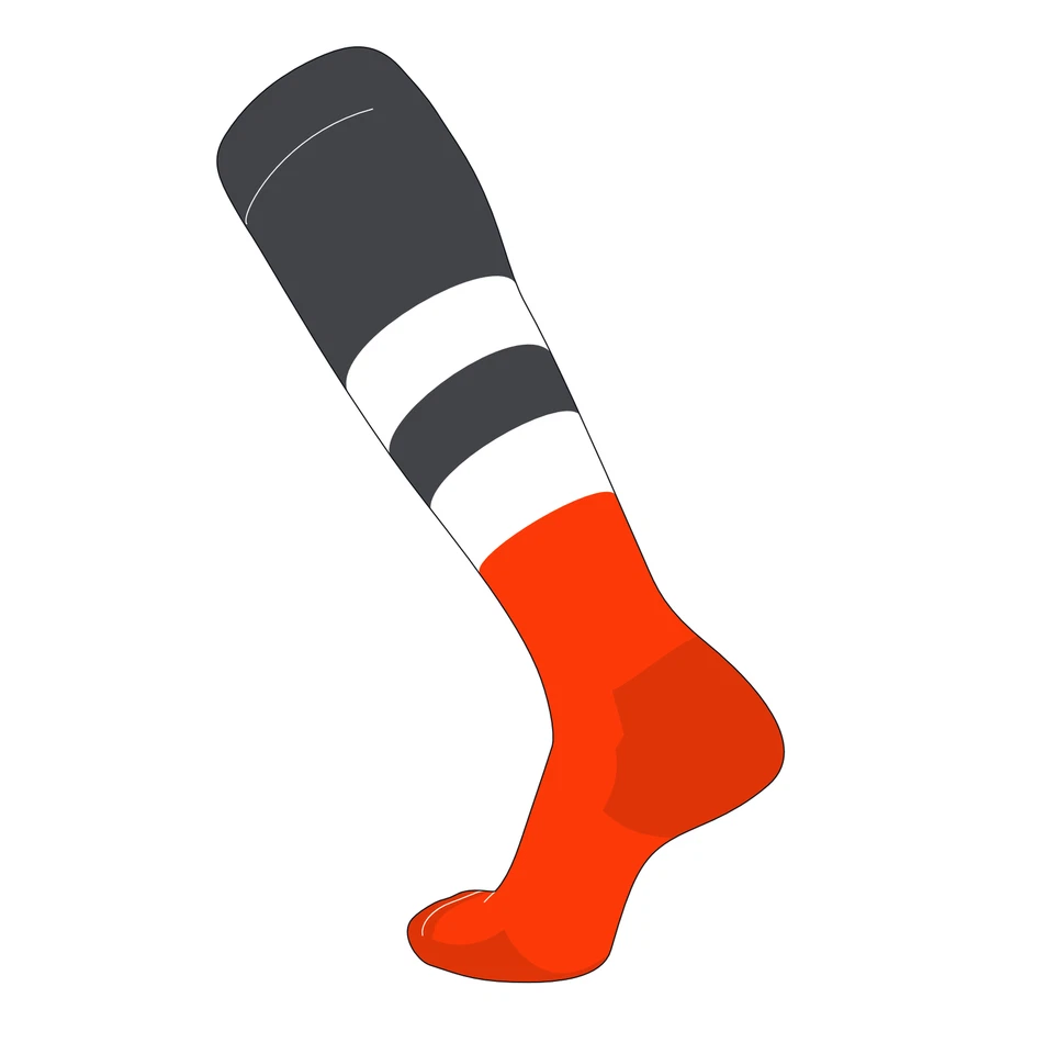 TCK Elite Baseball Football Knee High Striped Socks (G) Graphite, White, Orange - Imagem 1 de 1