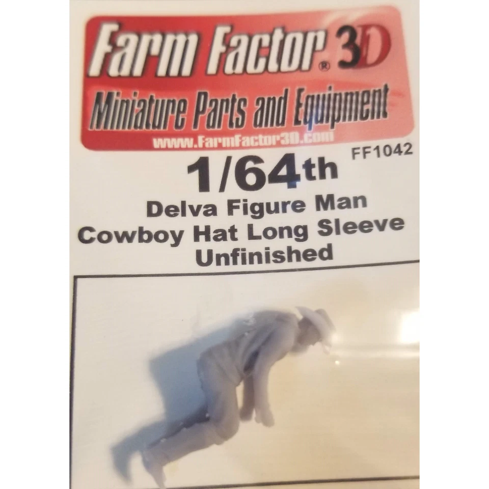 1/64 3D Printed Man with Cowboy Hat Long Sleeves Sitting - Image 1 of 1